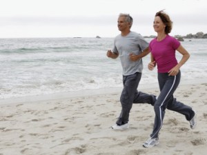 couple running on beach